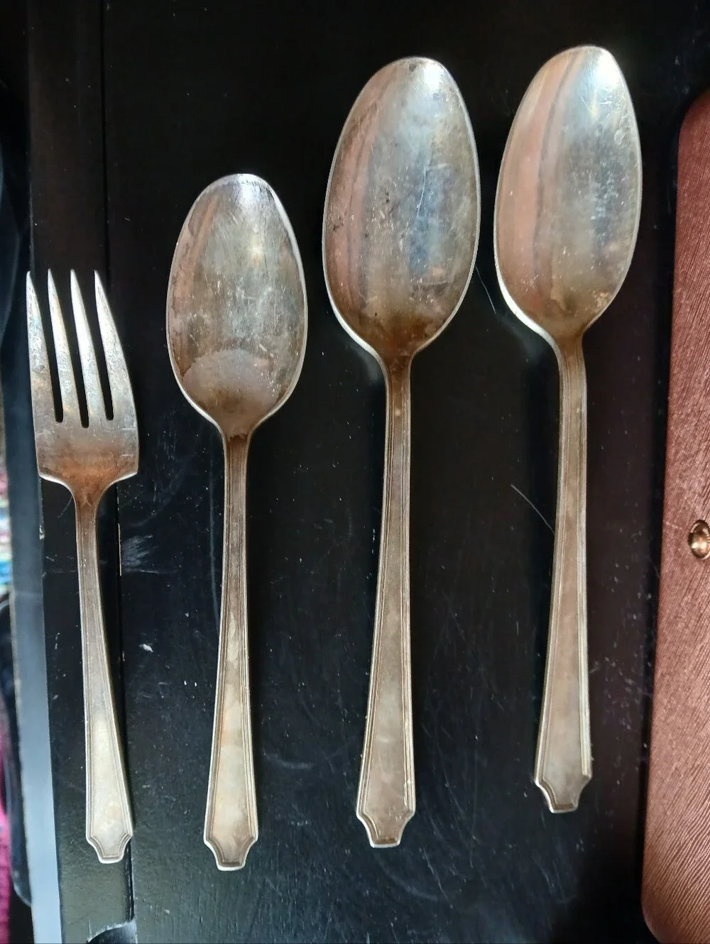 Vintage 1847 Rogers Bros Silver-Tone Flatware Serving Spoons and Fork